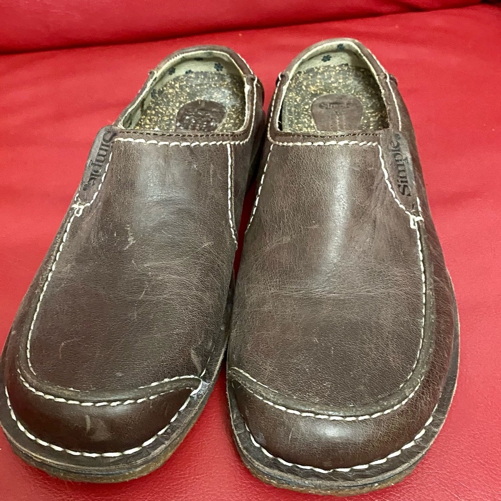 New Simple Brown Leather Mule Size 7 Womens